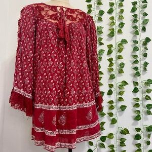 NWT Free People Red Cherry Baby Doll Tunic Dress